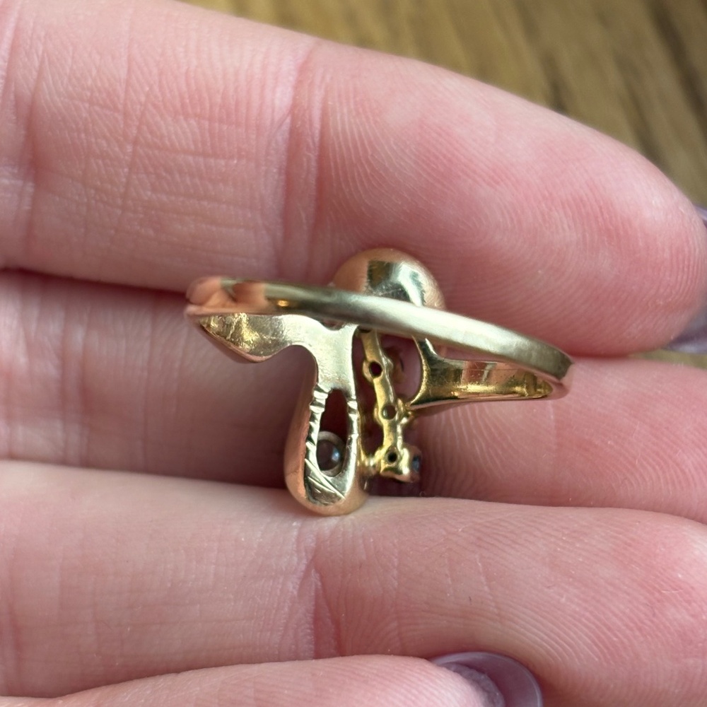 14k Yellow Gold Diamond Vintage Estate Cocktail Ring - Picture 4 of 7